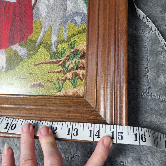VTG Jesus THE SHEPERD Cross Stitch Wood Frame TAPESTRY RELIGIOUS WALL DECOR - Picture 5 of 10